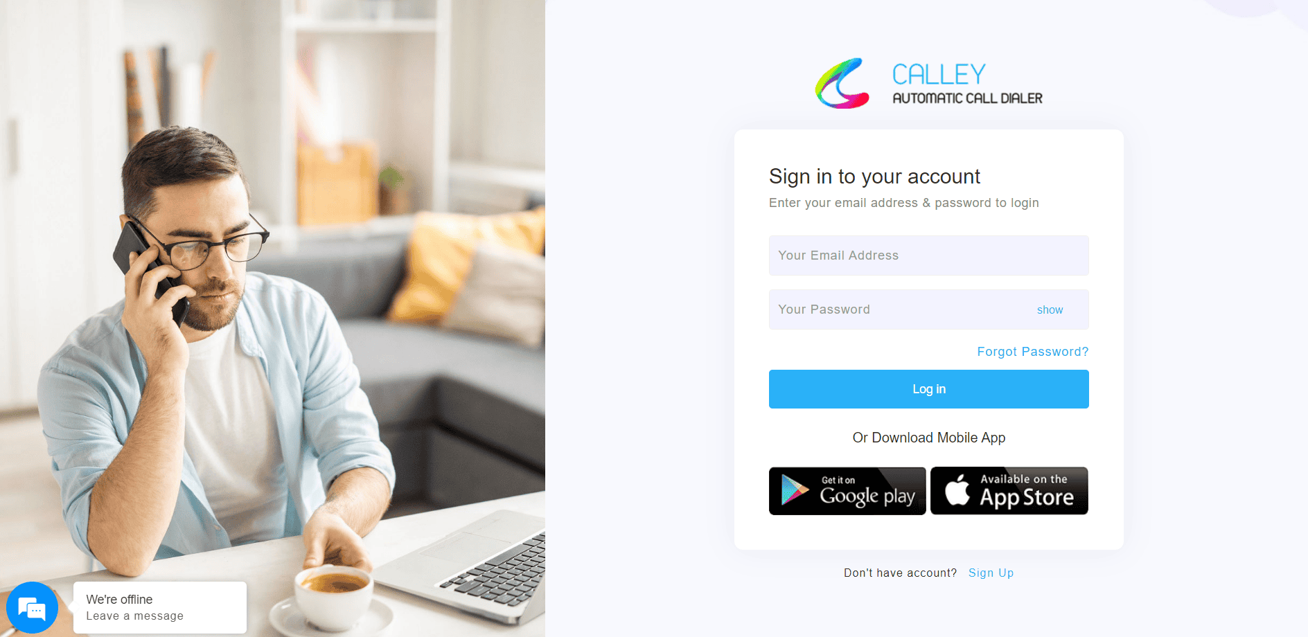 Calley Panel Login Page