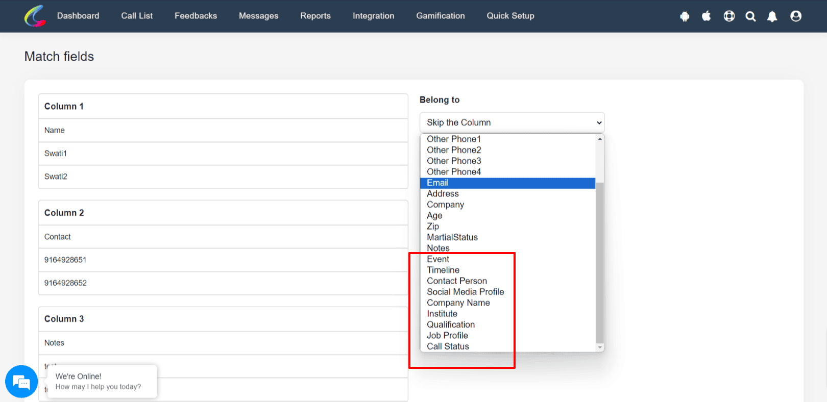 Select Custom Fields in the Field Mapping page for Power Import 