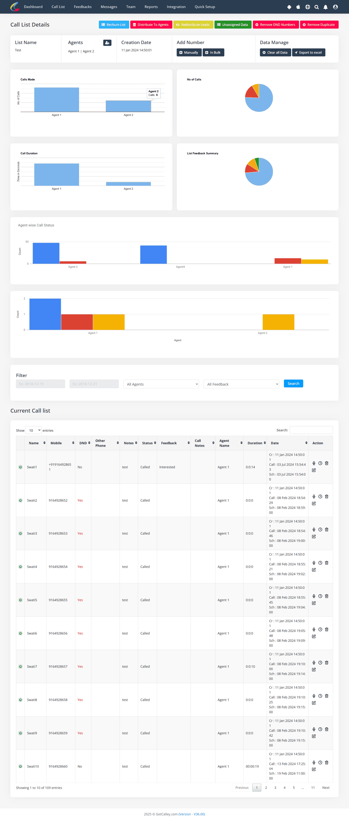 List Wise Call Reporting 07